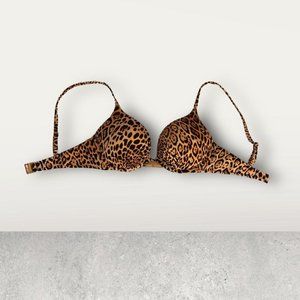 VS Bombshell Push-Up Bikini Top Add-2-Cups Victoria's Secret 32C Leopard Print